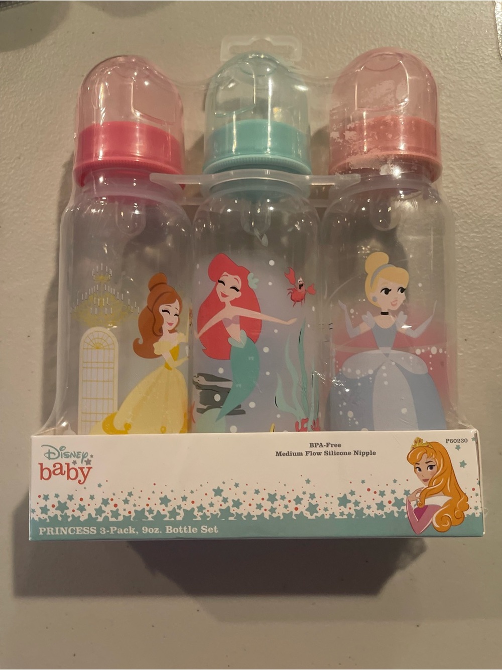 Disney Baby Princess 3-Pack Bottles - Pink, Teal, Coral